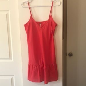 Free People red pleated hem slip/dress.